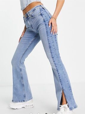 Flare two tone light blue jeans